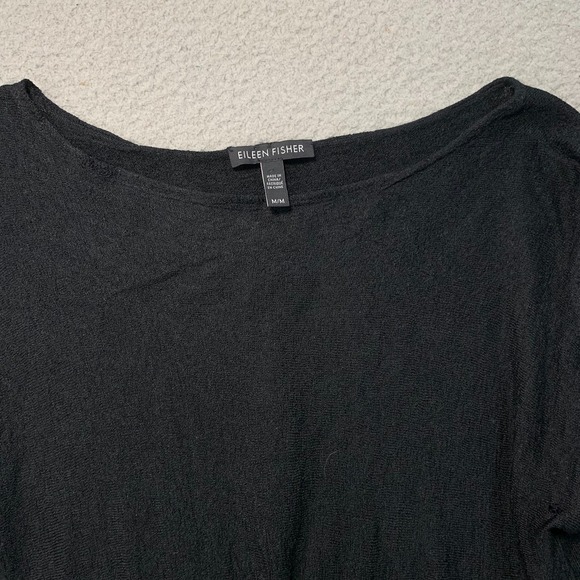 EILEEN FISHER Blouse Womens Medium Top Merino Wool Blend Black* - Picture 7 of 9